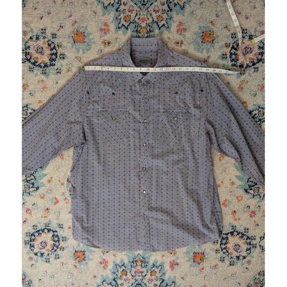 Trevero Purple Gray Floral Western Style Pearl Snap - XL - Picture 6 of 10